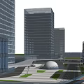 Modern Urban Architecture With Tall Glass Buildings Open Plaza And Walkways