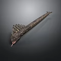 Elongated prehistoric creature model with detailed scaly body and fin structures