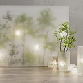 Stylish Green Plant Wall Interior Design With Lighting Effects White Vase And Wooden Floor