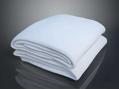 Stack Of Neatly Folded White Towels Soft Absorbent For Daily Household Use 3d model