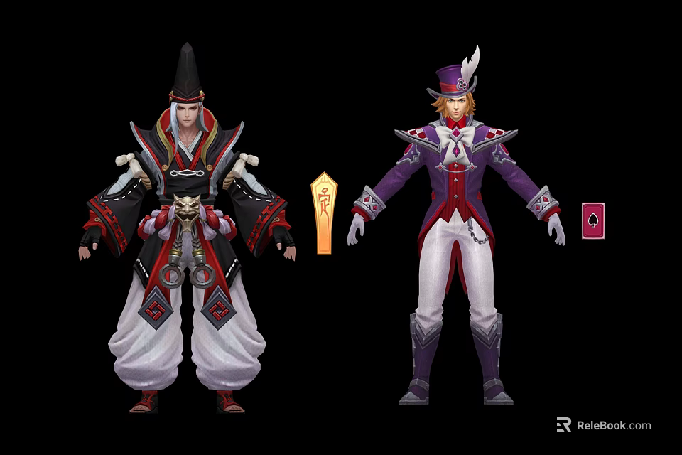 Traditional Character And Magician Figure With Bird Themed Decorations On Costumes 3d model