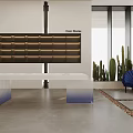 Bright Modern Open Interior With Colorful Rug Sofa Coffee Table And Green Wall