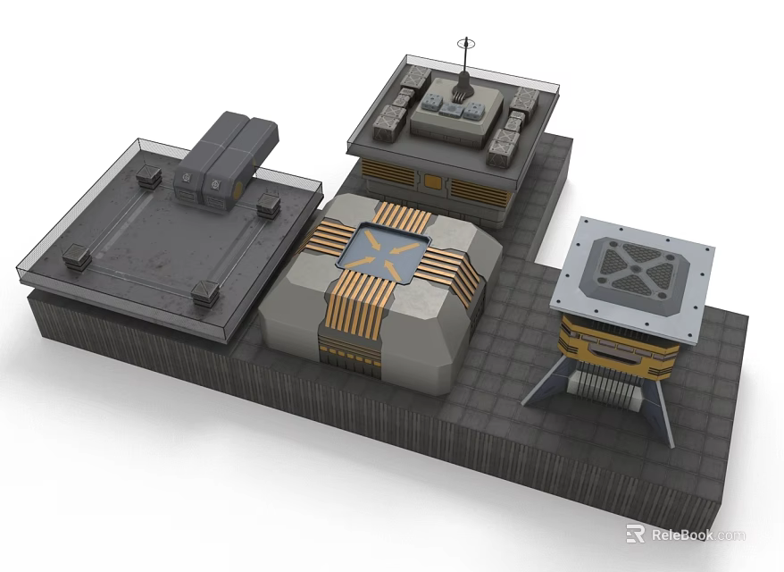 Future Architecture Design Showcasing Modular Geometric Structures And Metallic Tech Features 3d model 
