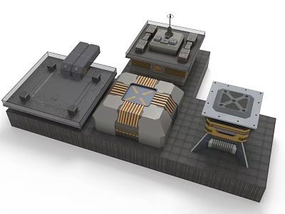 Future Architecture Design Showcasing Modular Geometric Structures And Metallic Tech Features 3d model