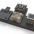 Future Architecture Design Showcasing Modular Geometric Structures And Metallic Tech Features