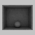 Textured Gray Square Tile Wall Components With Central Gray Stone Sphere 3d model