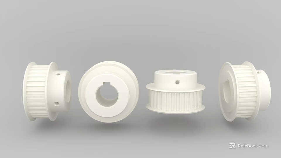 White Plastic Roller Wheels For Hardware Tools And Mechanical Parts 3d model
