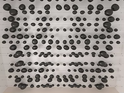 Modern Ceiling Design With Black Circular Decorations in Regular Pattern 3d model