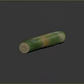 Green And Yellow Bamboo Stem With Smooth Texture Isolated On Dark Background