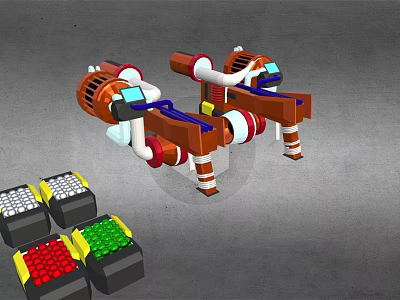 Futuristic Mechanical Weapon Featuring Red Green Ammunition Blocks And Mechanical Structure 3d model