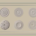 Six Decorative Circular Plates With Intricate Patterns In Framed 3d model