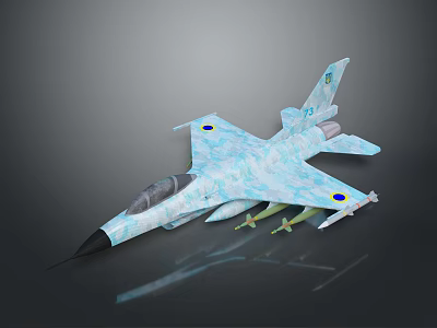 Detailed Space Aerospace Fighter Jet Model With Blue White Livery And Missiles 3d model