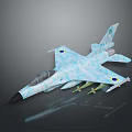Detailed Space Aerospace Fighter Jet Model With Blue White Livery And Missiles