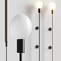 Modern Minimalist Wall Lamps With Spherical Shades And Metal Mounts On White Wall