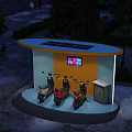 Illuminated Modern Canopy For Scooter Parking With Digital Screen On Urban Street