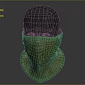 Yellow Textured Face Mask Design Featuring Detailed Pattern On Black Head Model 3d model
