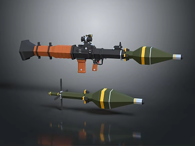 Military Rocket Launcher Featuring Green Yellow Striped Projectile And Sight Scope 3d model