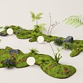 Plant combination courtyard sketch potted micro-terrain plant pile landscape landscaping 3d model