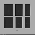 Modern Gray Swing Doors With Panel Design Single Double Leaf And Golden Handles 3d model