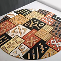 Round Tribal Inspired Rug With Vibrant Geometric Patterns And Abstract Designs 3d model