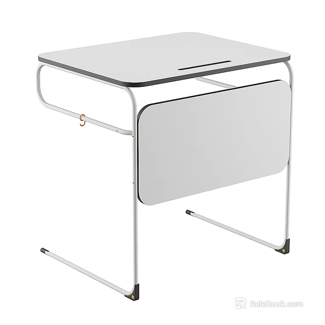 Foldable White Table With Metal Frame And Portable Design For Home Use 3d model