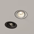 White And Black Recessed Downlights Illuminated On Ceiling Surface 3d model