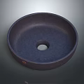 Dark Blue Stoneware Dinnerware Set with Round Bowl Featuring Central Hole 3d model