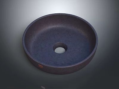 Dark Blue Stoneware Dinnerware Set with Round Bowl Featuring Central Hole 3d model