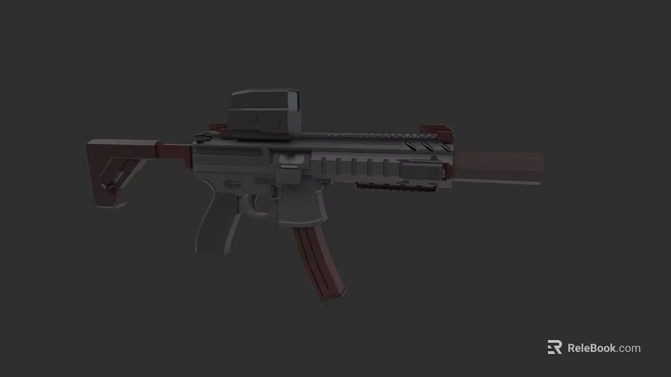 Modern Military Assault Rifle With Wooden Grip Stock And Tactical Scope 3d model 