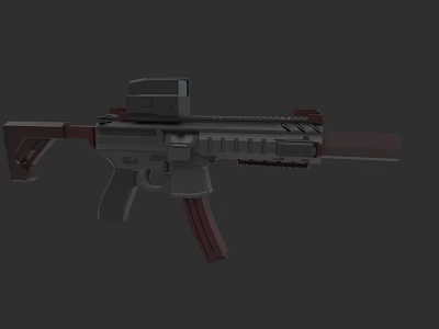 Modern Military Assault Rifle With Wooden Grip Stock And Tactical Scope 3d model