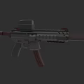 Modern Military Assault Rifle With Wooden Grip Stock And Tactical Scope