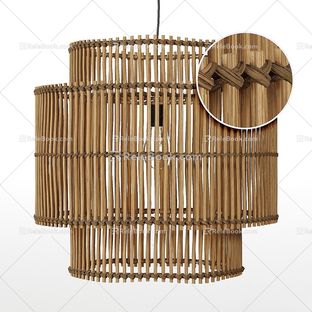 Chandelier Lampshade Bamboo Lamp 3d model