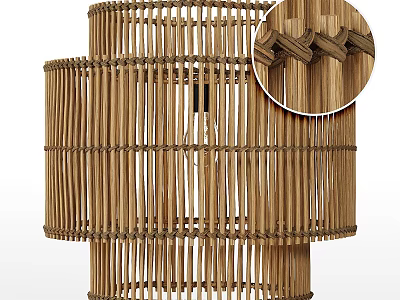 Natural Rattan Handwoven Layered Chandelier With Woven Details For Modern Home 3d model