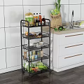 Multi Tier Rolling Kitchen Storage Rack with Shelves for Food Vegetables Spices in White Kitchen