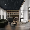 Luxurious Home Theater With Starry Ceiling Plush Sofa Wine Cabinet And Large Screen