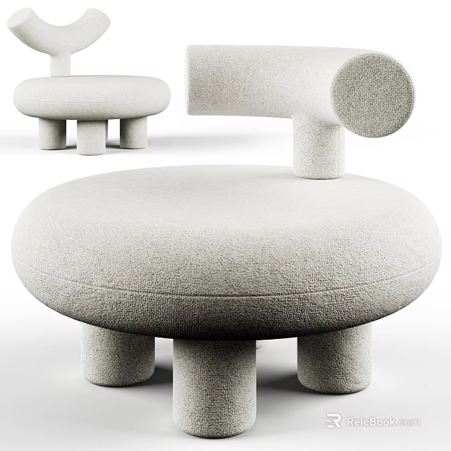 Soft Plush Kids Chair With Round Seat And Short Legs Modern Design 3d model 