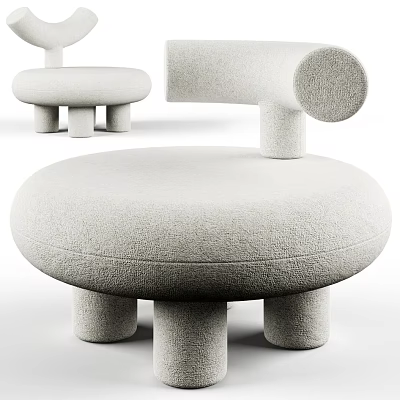Soft Plush Kids Chair With Round Seat And Short Legs Modern Design 3d model