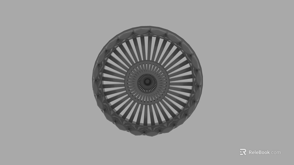Decorative Circular Object With Radial Stripes And Central Pattern On Gray Background 3d model 