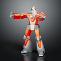 Orange and Gray Autobot Robot with Mechanical Structure and Articulated Limbs in Standing Pose