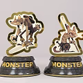 Collectible Decorative Monster Trophies With Cartoon Character Figures On Black Bases
