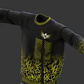 Long Sleeve Black Yellow Gradient Sweater With Camouflage Cargo Pants And Yellow Patterns