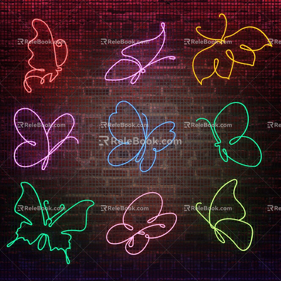 Neon Butterfly Nightclub Decorative Lights 3d model