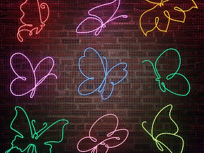 Neon Butterfly Nightclub Decorative Lights 3d model