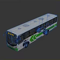 White city bus with green stripes passengers inside and large windows 3d model