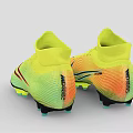 Yellow Orange Gradient High Top Soccer Cleats With Cleated Sole And Branded Design