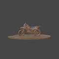 KTM Blue And Orange Muddy Off Road Motorcycle On Mountain Landscape