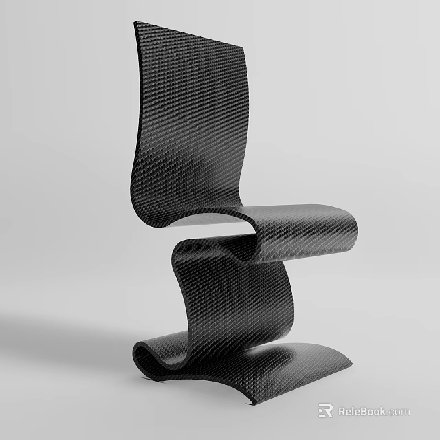 Modern Black Carbon Fiber Leisure Chair with Sleek Curved Lines and Streamlined Design 3d model 