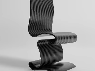 Modern Black Carbon Fiber Leisure Chair with Sleek Curved Lines and Streamlined Design 3d model