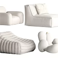 Quiet Single Sofa Lazy Sofa Combination 3d model