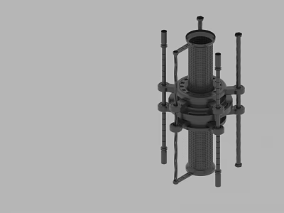 Mechanical Industrial Component With Central Cylinder And Surrounding Support Rods 3d model